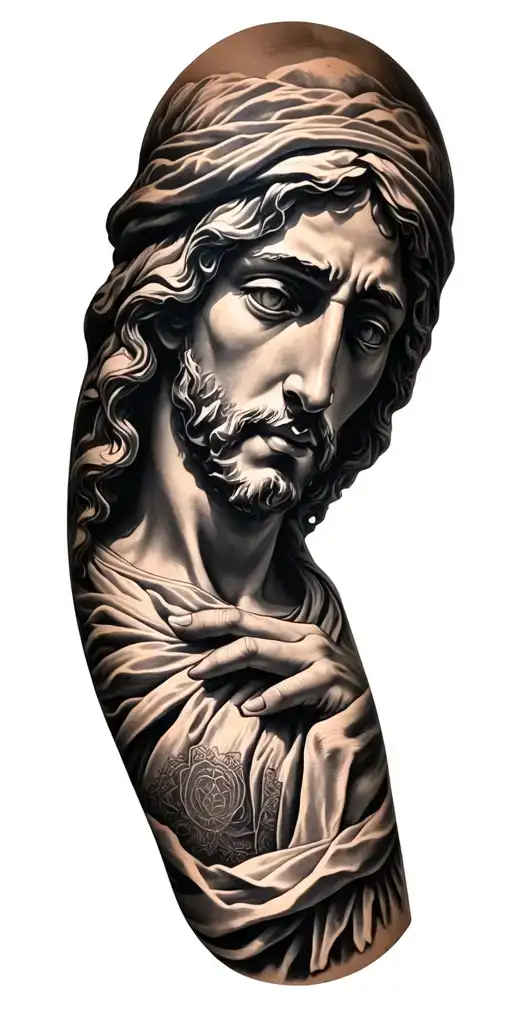 Imagine a tattoo of something biblical all over your arm up to your wrist. tattoo design idea