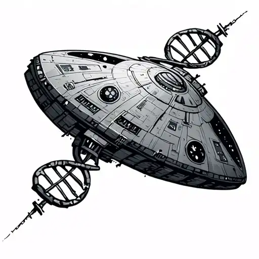 dna and a spaceship tattoo design idea