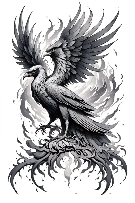 phoenix rising from the ashes feminine  tattoo design idea