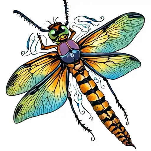 dragonfly moth hybrid creature combining elements like the sun tattoo design idea