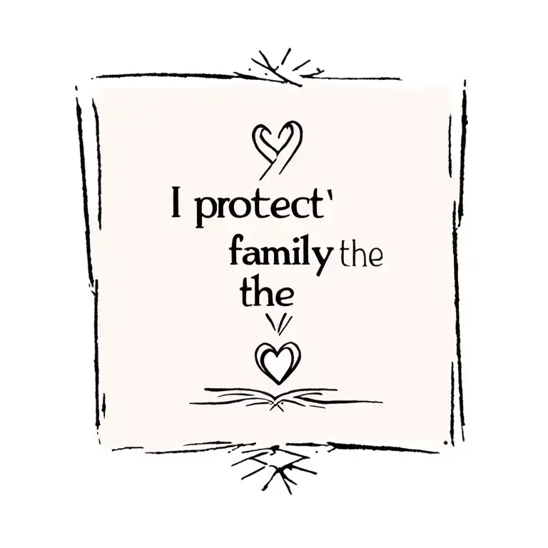 "I protect the family " broken heart tattoo design idea
