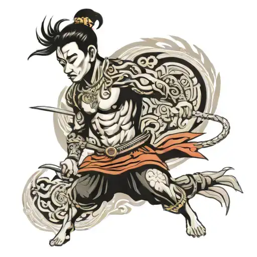 Thai warrior striking tattoo design idea