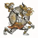 Thai warrior striking tattoo design idea