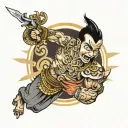 Thai warrior striking tattoo design idea