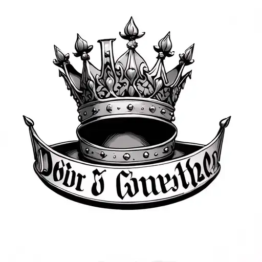 Crown with Jesus' name on it, include scroll work tattoo design idea