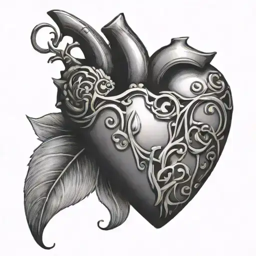heart and nail tattoo design idea