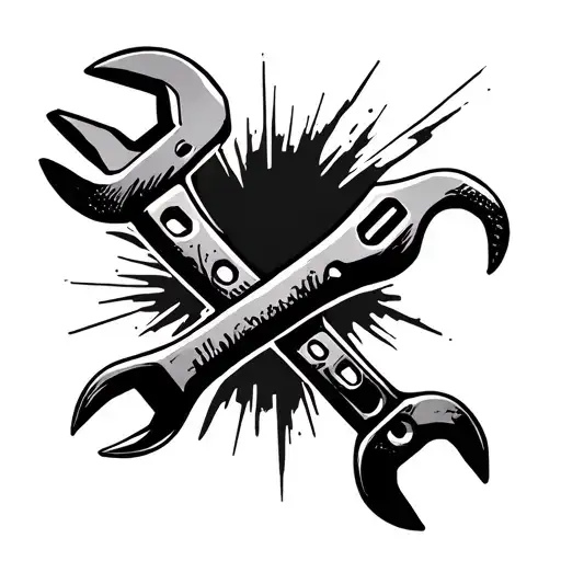 wrench crossed together tattoo design idea