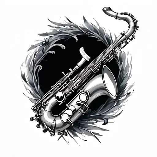 saxophone surrounded tattoo design idea