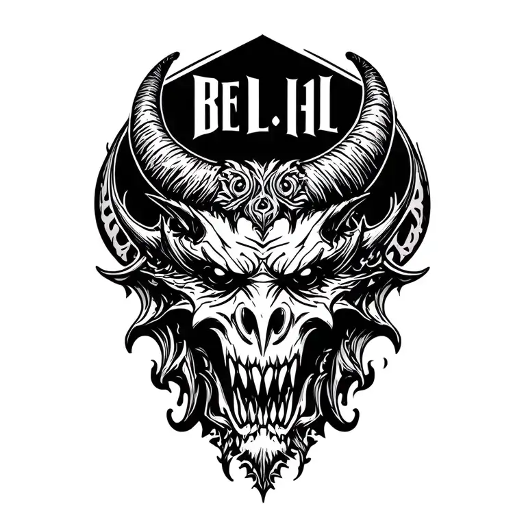 "B E L I A L" BELIAL DEMON tattoo design idea