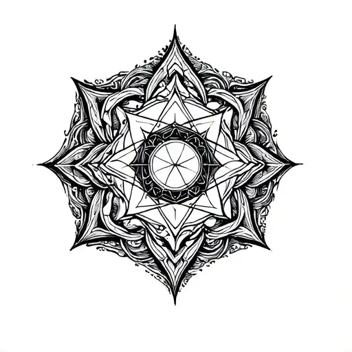  metatrons cube for upperarm with mandala background tattoo design idea
