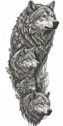 nature, wolf, bear tattoo design idea
