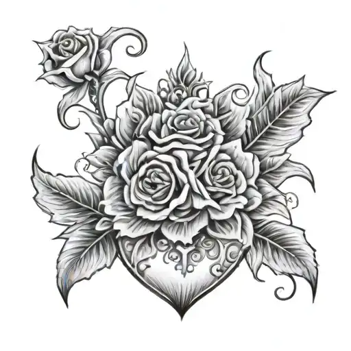 claire oct 23rd 2013 to dec 29th 2022 death date with a heart and marygolds tattoo design idea