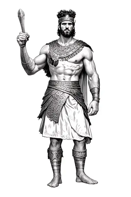 Roman gladiator standing triumphantly tattoo design idea