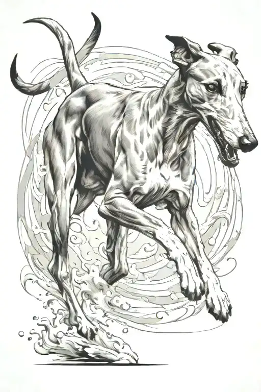 greyhound running tattoo design idea