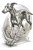 greyhound running tattoo design idea
