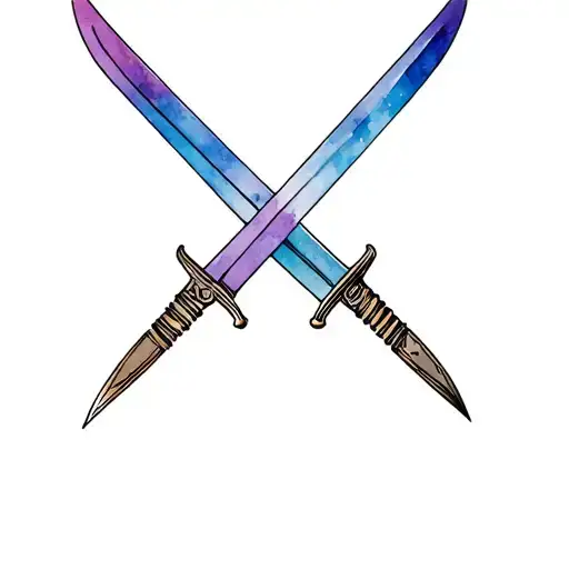 swords crossed tattoo design idea