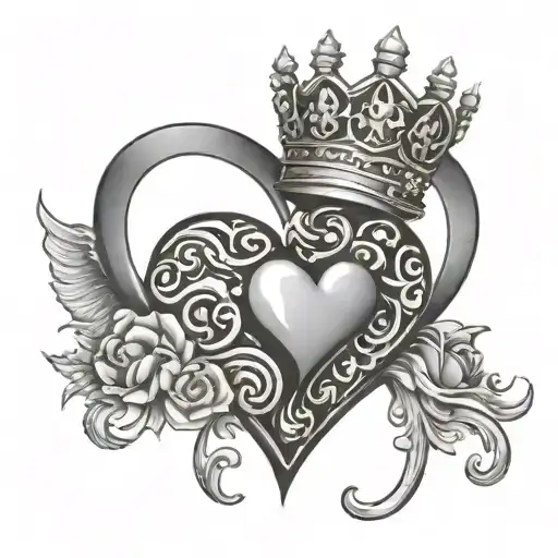 D and crown heart symbolizing love tattoo design idea