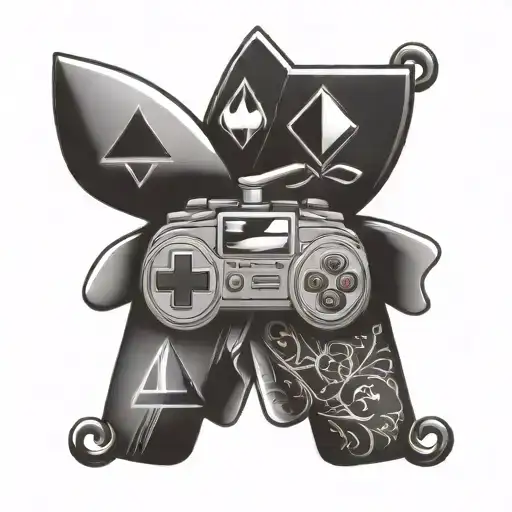 cards nipes mixed with playstation control symbols tattoo design idea