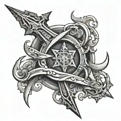 atlantis  trident tattoo design idea