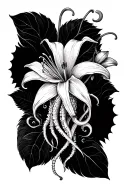 squid tattoo with lillies tattoo design idea