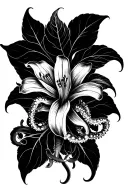 squid tattoo with lillies tattoo design idea
