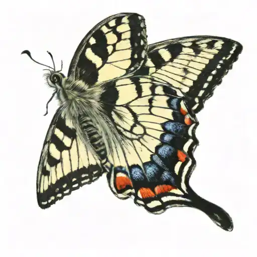 baby footprints swallowtail butterfly resting tattoo design idea