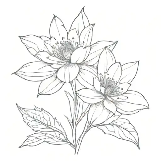 water Lilly larkspur flowers tattoo design idea