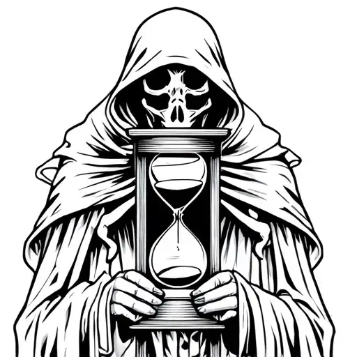 grim reaper holding hourglass tattoo design idea