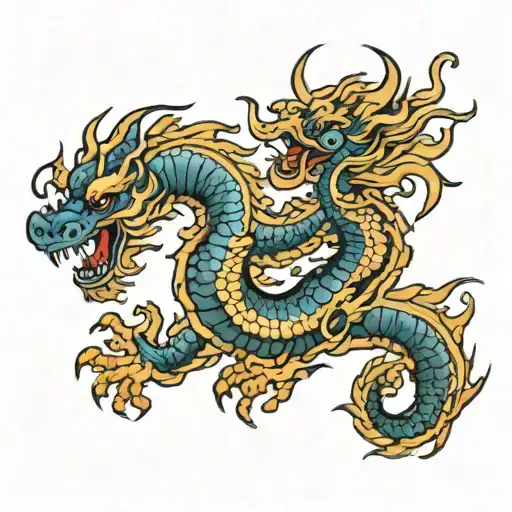 chinese wood dragon tattoo design idea