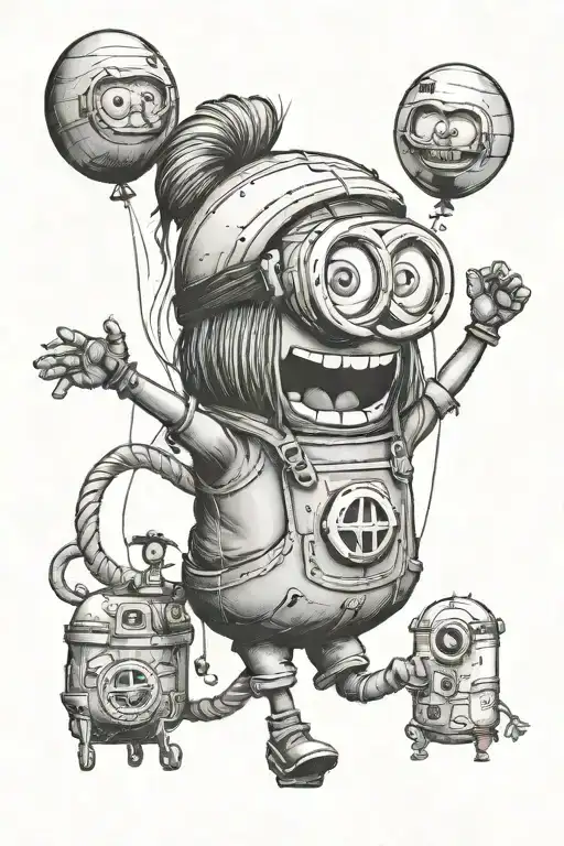 minion banksy balloon girl tattoo design idea