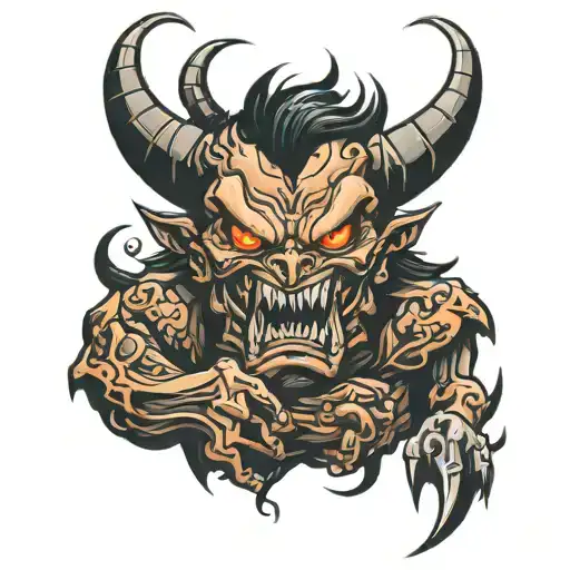 dark gothic cartoon demon anger tattoo design idea