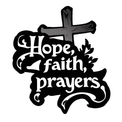 "Hope, faith, prayers" Christian cross made from 3 nails tattoo design idea