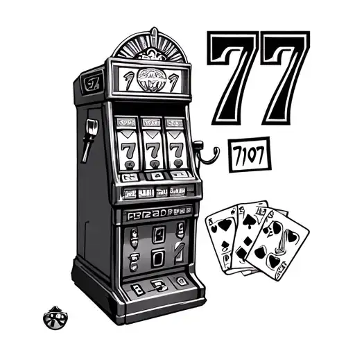 slot machine showing 777 tattoo design idea