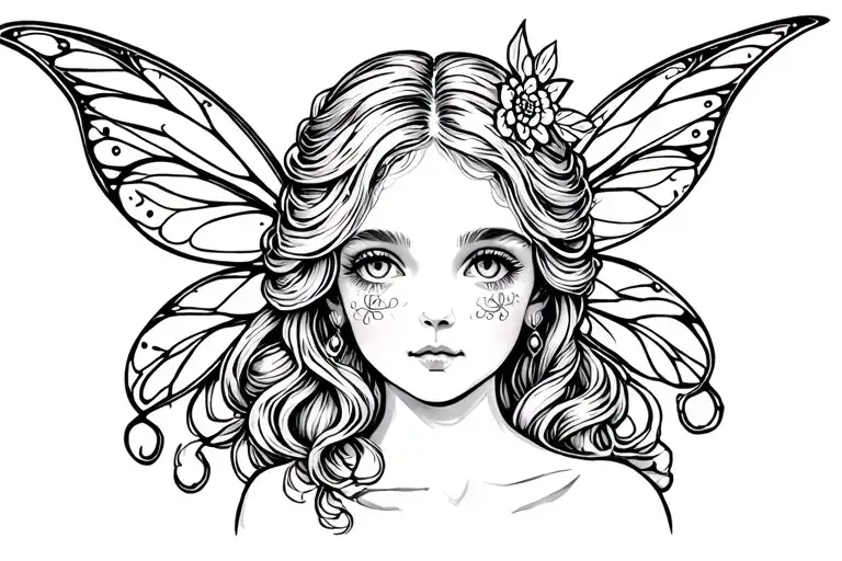 fairy peeking tattoo design idea