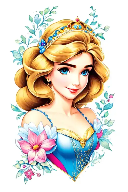 belle disney princess tattoo design idea