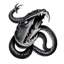 evil snake with sharp fangs tattoo design idea