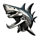 shark skeleton tattoo design idea