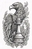 chess board rook piece, the letter b journey to the top, eagle  tattoo design idea