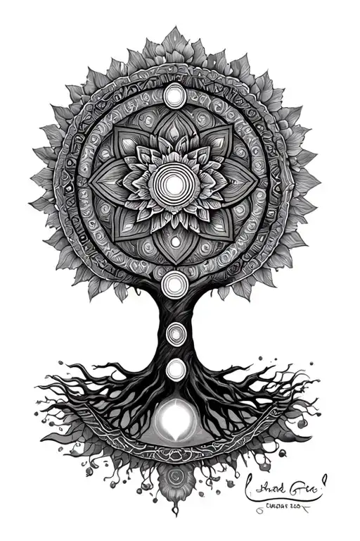 mandala + chakras + tree of life tattoo tattoo design idea