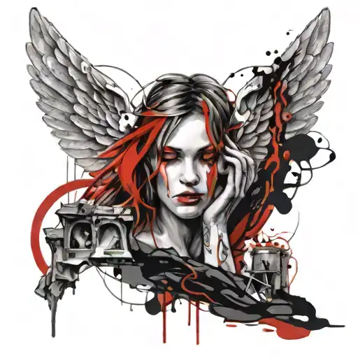 Angel of grief realistic tattoo tattoo design idea