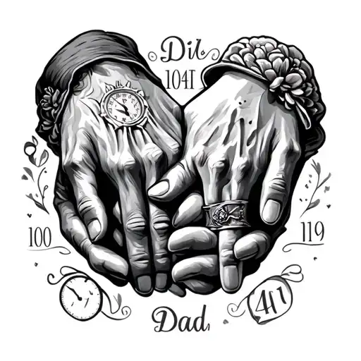 dad son hands holding time date tattoo tattoo design idea