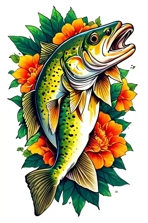 trout tattoo design idea