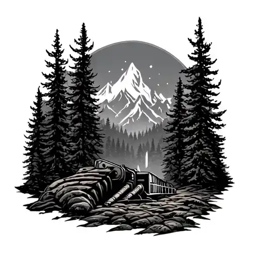 mining tattoo in forest  tattoo design idea