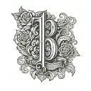 Make a tattoo image of the number 1911 vertically tattoo design idea