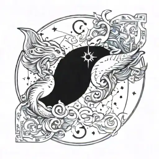 pisces and libra zodiac sign tattoo design idea