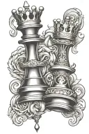 king and queen chess piece tattoo design idea