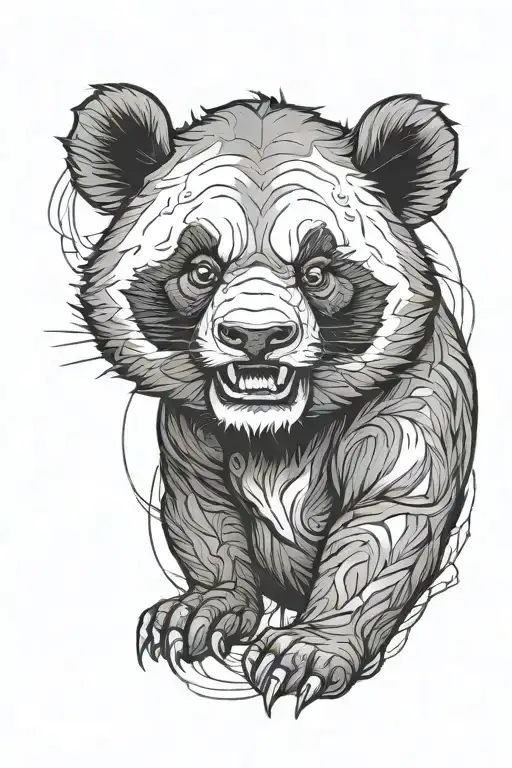 panda angry tattoo design idea
