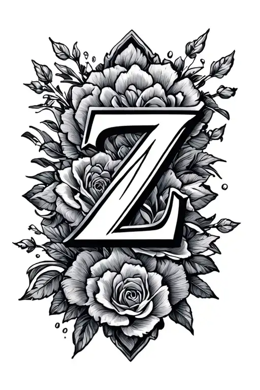 Fancy Z initial on a man's finger  tattoo design idea