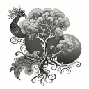 tree of life, peacock, jellyfish, seahorse tattoo design idea
