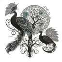tree of life, peacock, jellyfish, seahorse tattoo design idea
